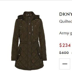 NWT DKNY Quilted Jacket Coat Brown Size XXS
